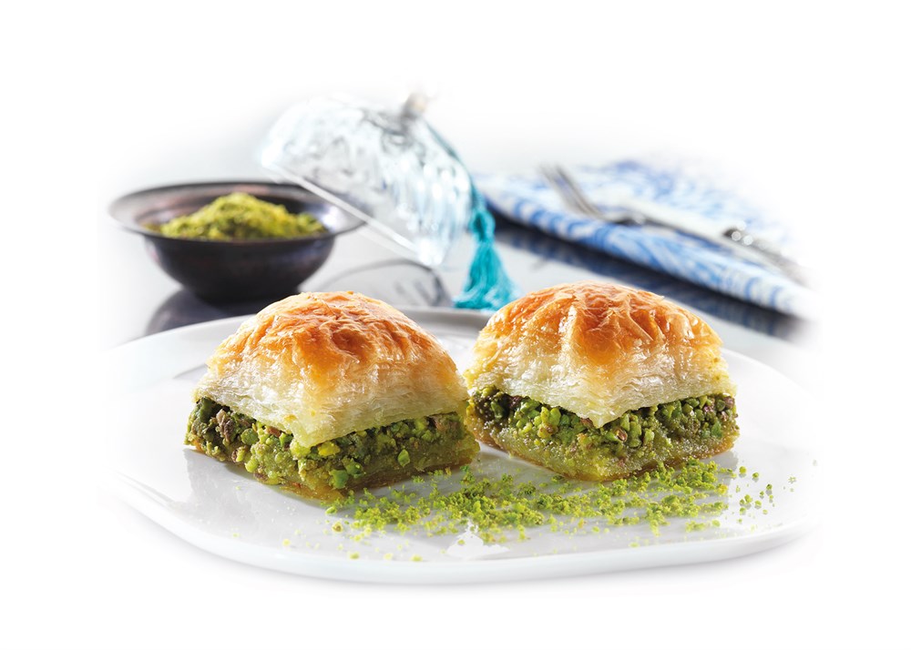 Extra Pistazien-Baklava (quadratische Form) (2,2-KG-TABLETT)